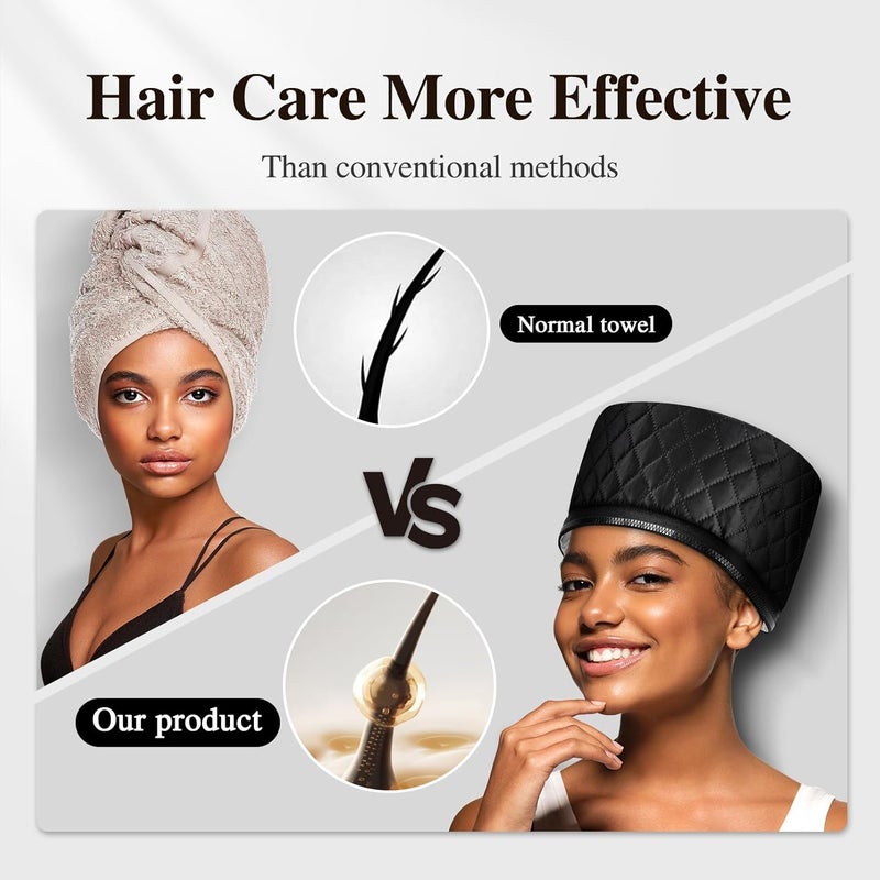 aopow Heat Cap for Deep Conditioning: 10-Level Heats Up Quickly 3 Time Settings Hair Steamer for Natural Hair Home Use Thermal Steam Cap for Black Hair Portable Heating Caps - Image 3